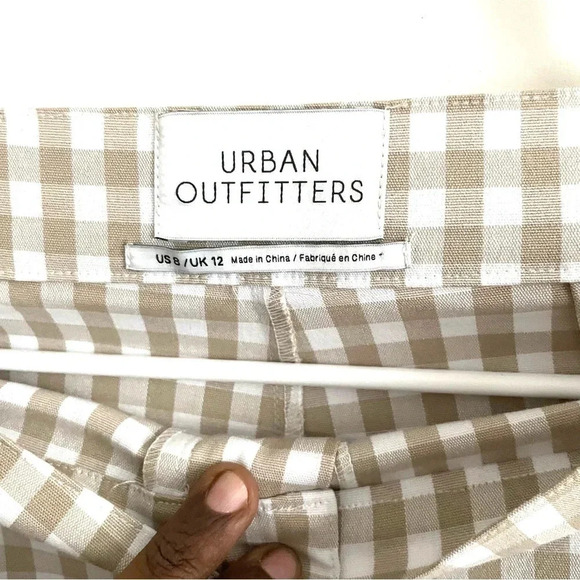 Urban Outfitters Ingrid High Waisted Pinup tan /white plaid Pants 8 - Picture 7 of 7